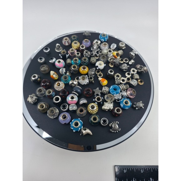 The Unbranded Brand Other - 96pc Halloween Glass Bead Lot European Charm Mix Ghost Pumpkin Candy Corn Metal